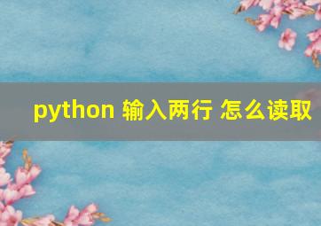 python 输入两行 怎么读取